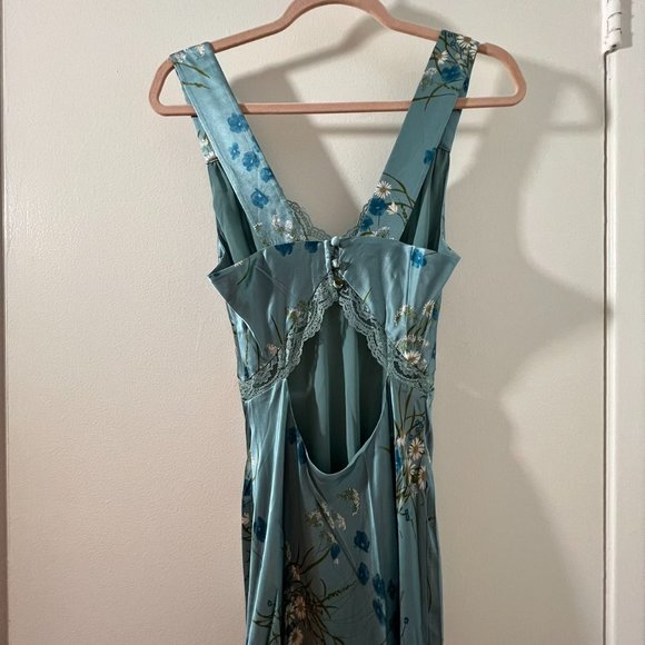 Reformation Chania Silk Dress in Blue - Picture 5 of 8